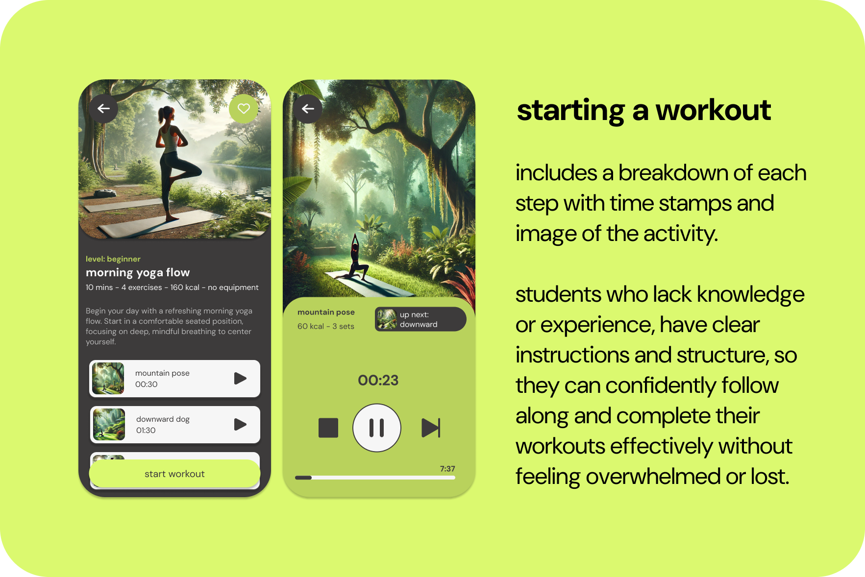 starting a workout mockups